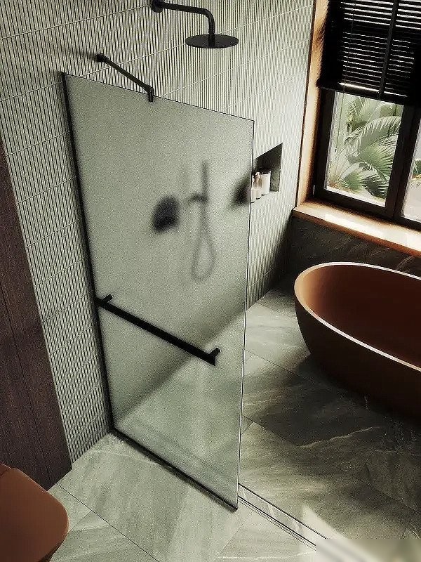 Душевая стенка MaybahGlass 99x195 MGD-1463-6у (сатин стекло/черный)
