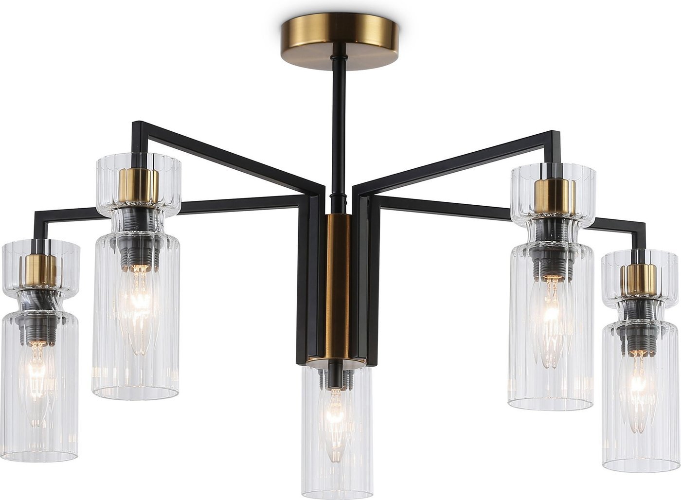 Подвесная люстра Ambrella LH56113/5 BK/BS/CL (черный/латунь/прозрачный)