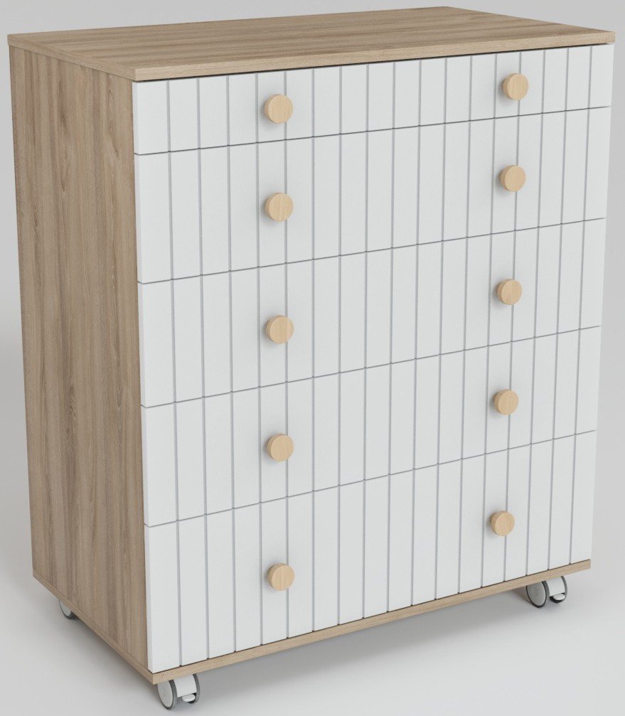 Детский комод Incanto Lunna Charm МДФ 800/5 PK-0004/13mdf (дуб/белый)