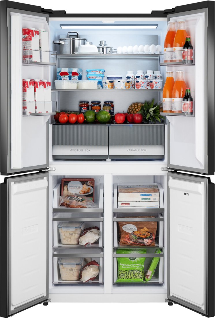 Четырёхдверный холодильник Weissgauff WCD 450 Rock Glass NoFrost Inverter