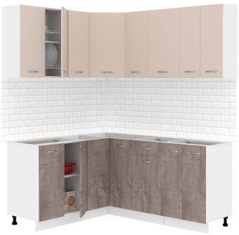 Готовая кухня Кортекс-мебель Корнелия Лира 1.5x1.8 Без столешницы (капучино/оникс)