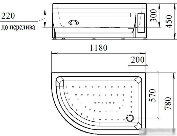 Душевой поддон Radomir 118x78 1-11-0-1-0-009
