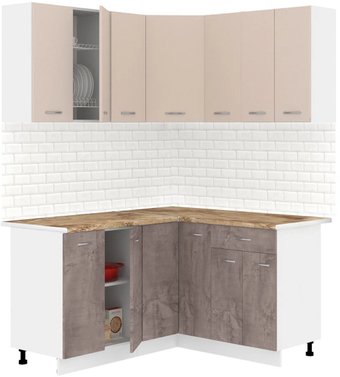 Готовая кухня Кортекс-мебель Корнелия Лира 1.5x1.4 (капучино/оникс/мадрид)