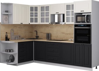 Готовая кухня Интерлиния Мила Деко 1.68x2.8 LV (черный/белый/дуб бунратти)