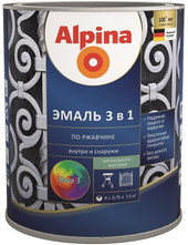 Эмаль Alpina По ржавчине 3 в 1. База 3. 0.64 л (шелковисто-матовый прозрачный)