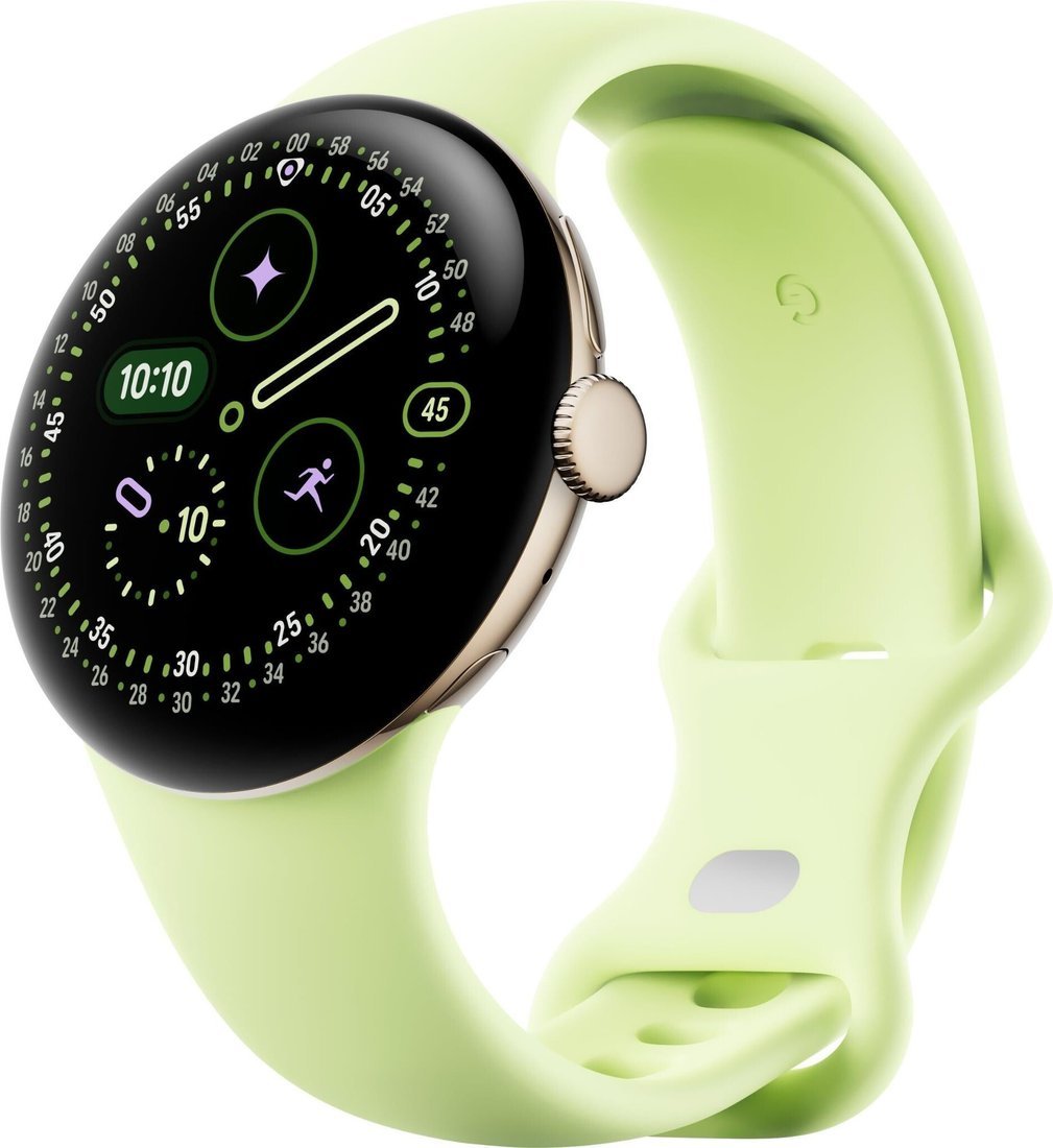 Умные часы Google Pixel Watch 4 41 мм (глянцевый золотистый/лемонграсс, спортивный силиконовый ремешок)