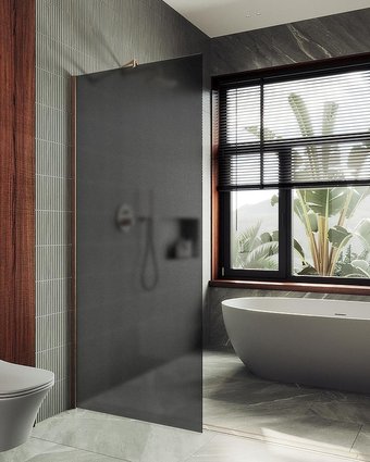 Душевая стенка MaybahGlass 99x195 MGD-1356-2ш (графитовое матовое стекло/бронза)