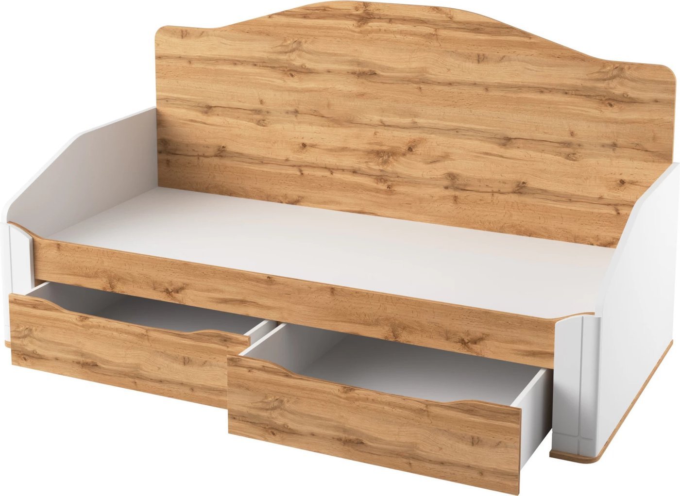 Кровать-тахта Involux Sale 90x200 с ящиками км0144 (белый премиум/дуб натюрель)