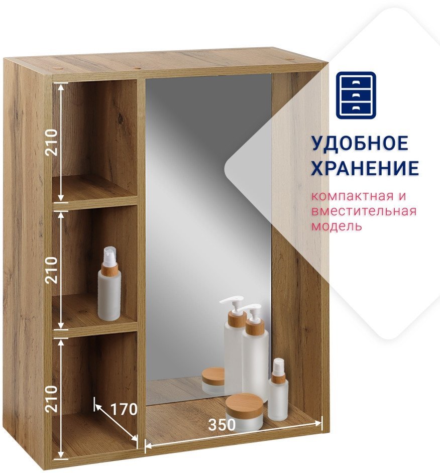Зеркало Doratiz Лофт 60 2712.113 (с полками, ватан)