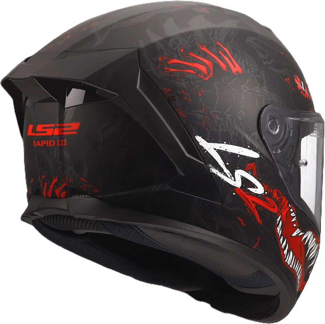Мотошлем LS2 FF820 Rapid III Kaiju II (XL, черный/красный/белый)