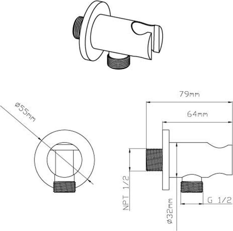 Держатель душевой лейки с подключением Vincea VSC-42CH