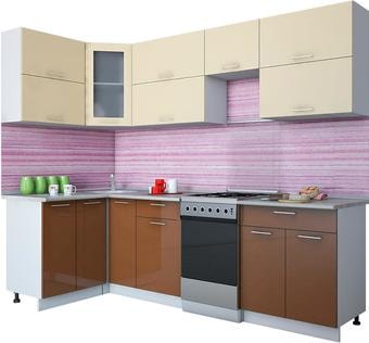 Угловая кухня Интерлиния Мила Gloss 50-12x26 (ваниль/шоколад глянец)