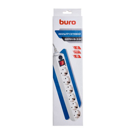 Сетевой фильтр Buro 600SH-16-3-W
