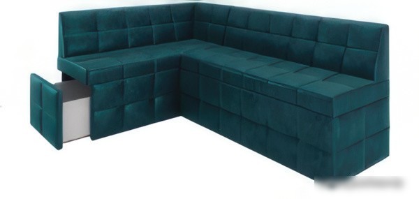 Угловой диван Мебель-АРС Атлантис левый 212x84x135 (сине-зеленый Star Velvet 43 Black Green)