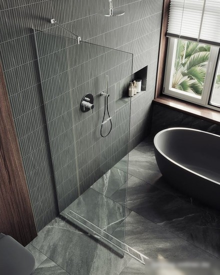 Душевая стенка MaybahGlass 195x109 MGD-677-5у (прозрачное стекло/хром матовый)