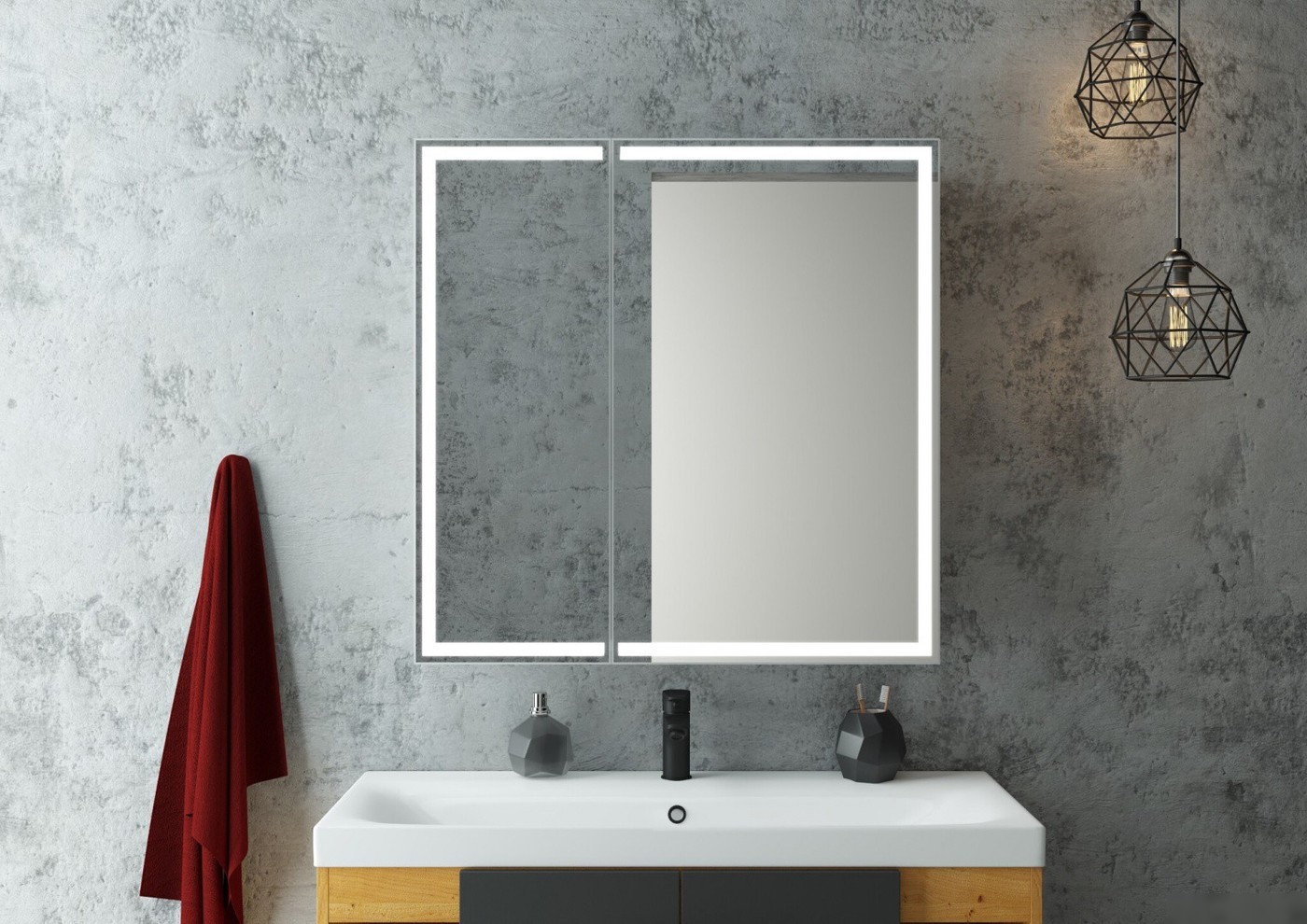 Континент Шкаф с зеркалом Allure Led 80х80