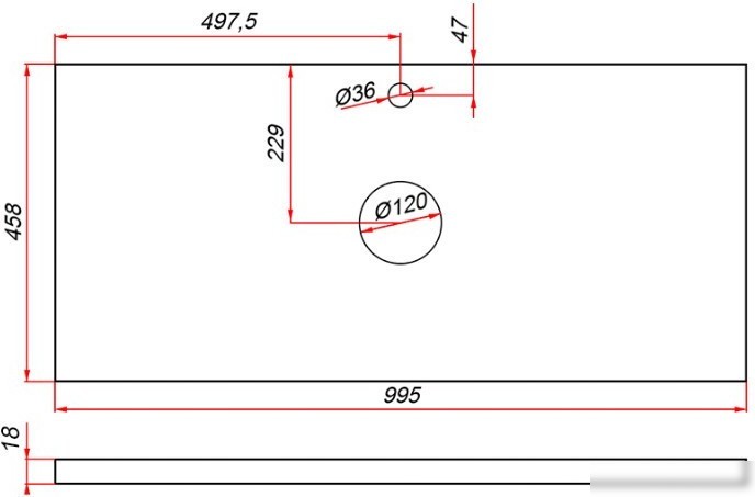 ЗОВ Столешница CLDSP18W995458C2 (белый)