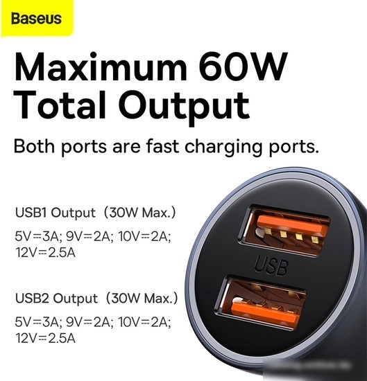Автомобильное зарядное Baseus CGJM000113