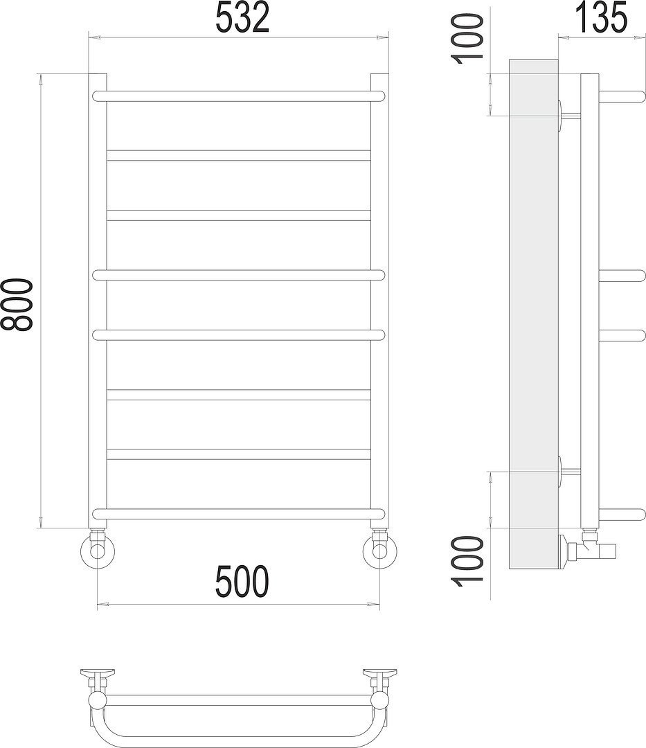Полотенцесушитель TERMINUS Евромикс П8 500x800 (RAL 9005 матовый)