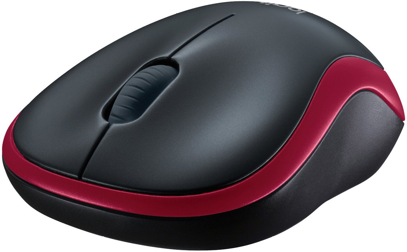 Мышь Logitech M185 (черный/красный)