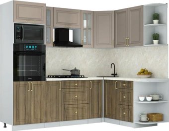 Готовая кухня Интерлиния Мила Шато 1.68x2.4 ВТ PR (луна/дуб вотан/опал светлый)