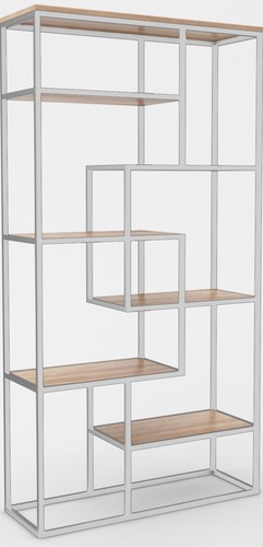 Стеллаж Hype Mebel Зиг-Заг-2 100x170 (белый/дуб галифакс натуральный)