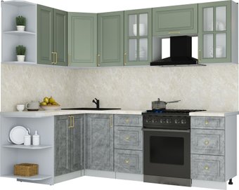 Готовая кухня Интерлиния Мила Шато 1.5x2.4 LV (мята/керамика/опал светлый)