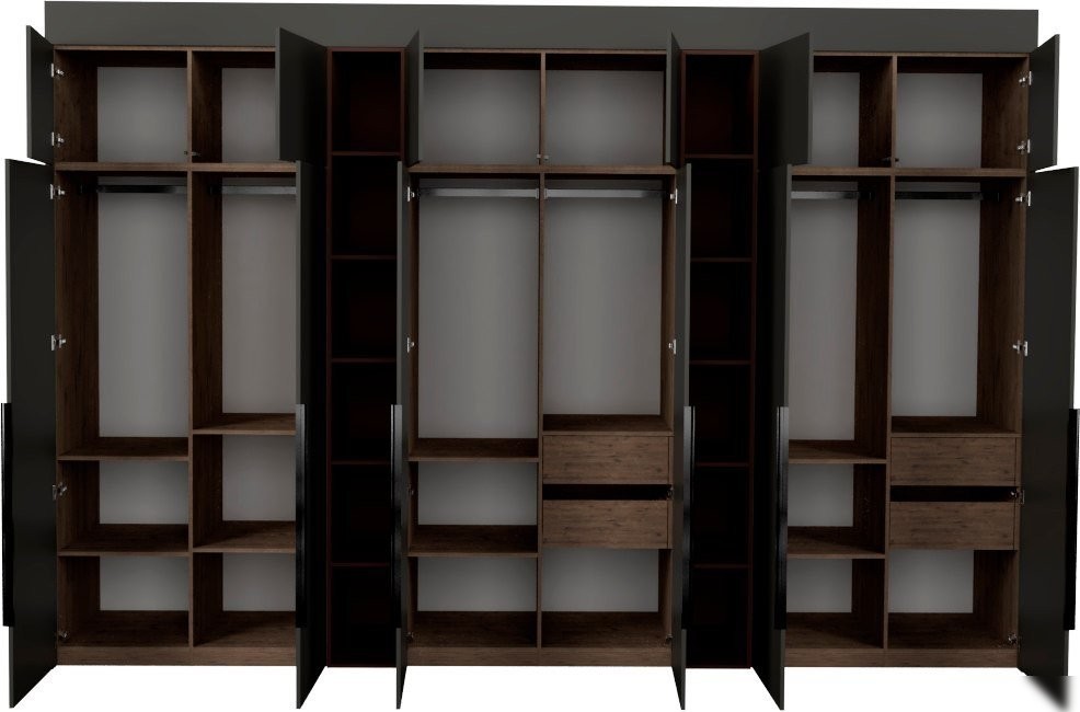Шкаф распашной Рэйгрупп Рэй S245-В18-3-WKL В18-3 (дуб веллингтон/кобальт/античная латунь)