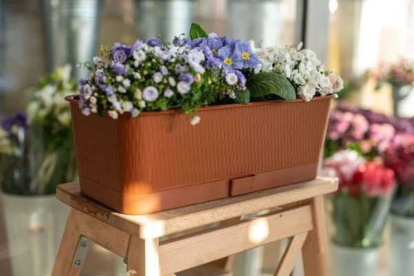 Вазон 5 Plast Прованс Балконный ящик (6 л, терракотовый, с подставкой)