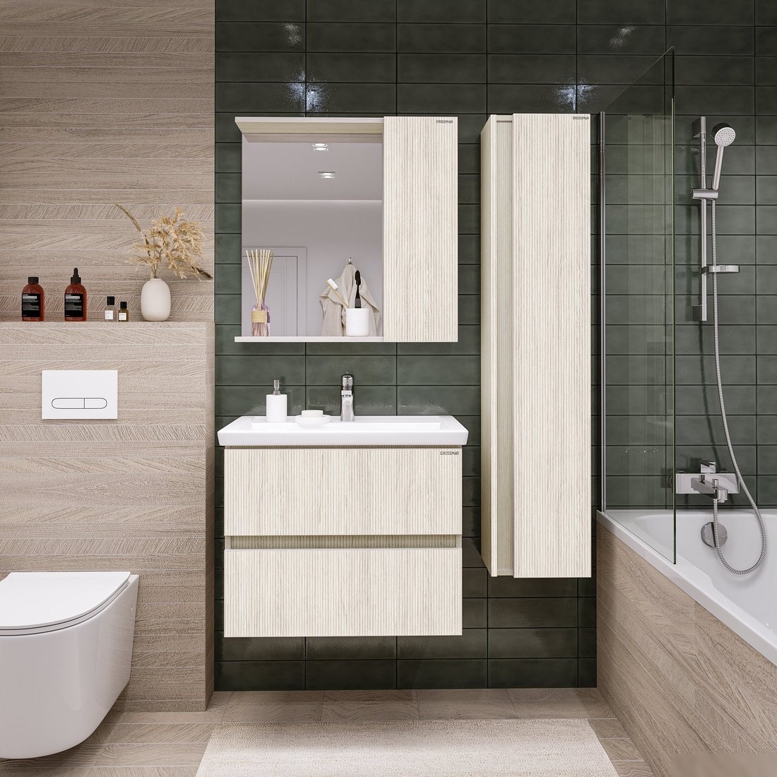 Grossman Шкаф с зеркалом Юнит 70 207011 (кадена лайт)