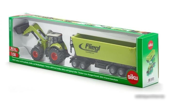 Трактор Siku Claas Axion 850 с погрузчиком и самосвалом 1949