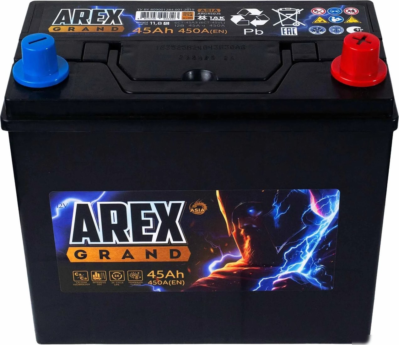 Автомобильный аккумулятор AREX Grand Asia R+ (45 А·ч)