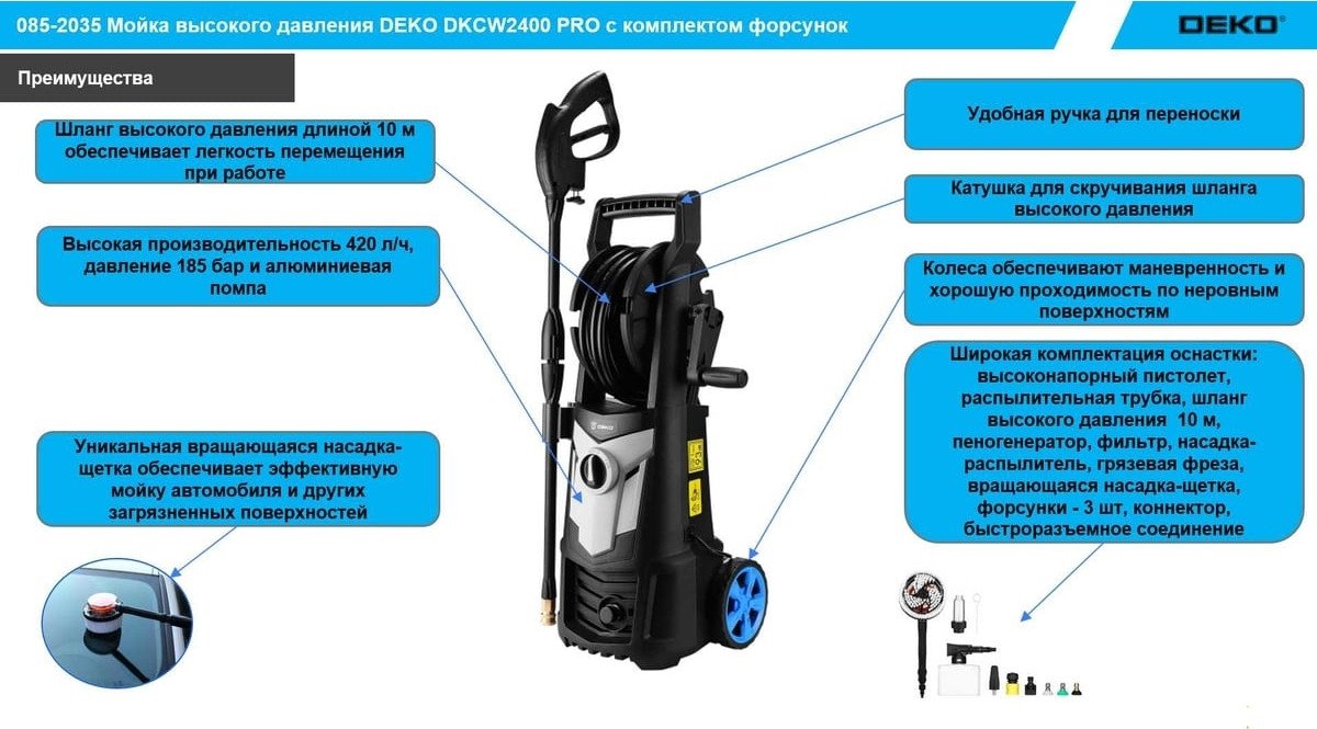 Мойка высокого давления Deko DKCW2400 PRO 085-2035