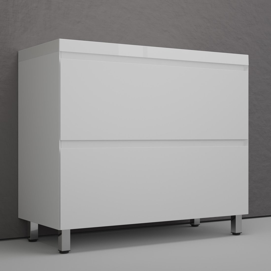 Symbolite Тумба под умывальник Манхэттен 100 Plus 2 ящика (белый матовый)