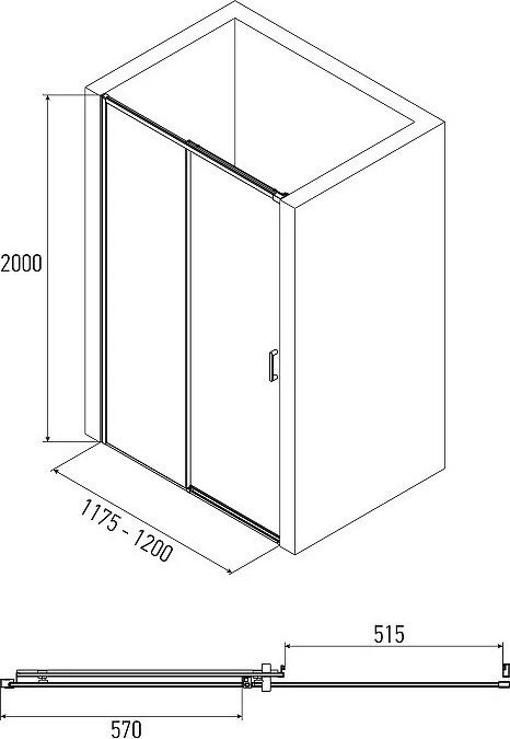 Душевой уголок Alex Baitler 80x200 SG61C80 + стенка AB61C120