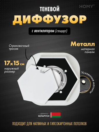 Вентиляционная решетка HOMY AIR гексагон AH100WS 17x15 (белая)