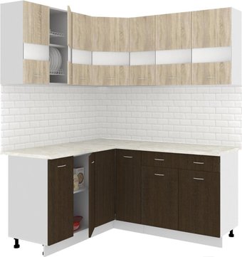 Готовая кухня Кортекс-мебель Корнелия Экстра 1.5x1.7м (дуб сонома/венге/марсель)