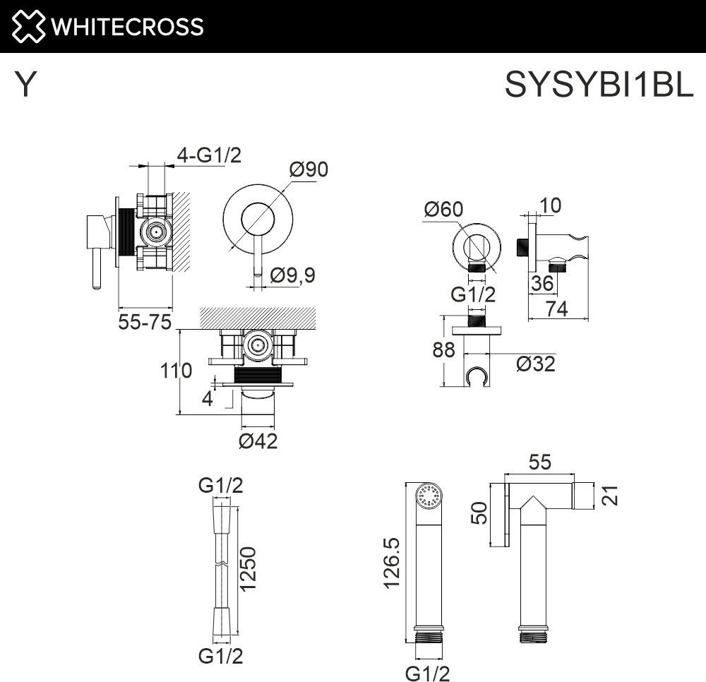 Гигиенический душ Whitecross SYSYBI1NIB (брашированный никель)