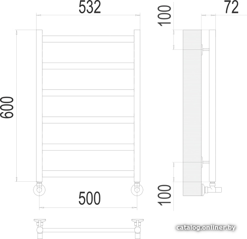 Полотенцесушитель TERMINUS Аврора П6 500х600 бп 500