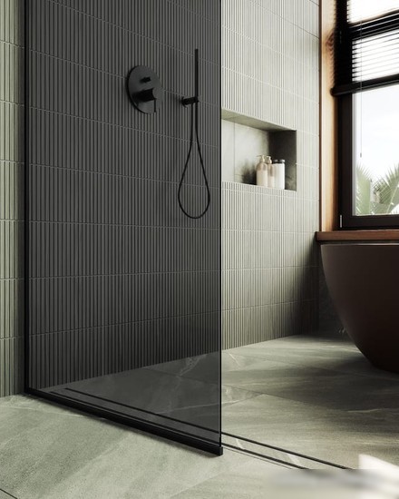 Душевая стенка MaybahGlass 195x89 MGD-693-6у (графитовое стекло/черный)