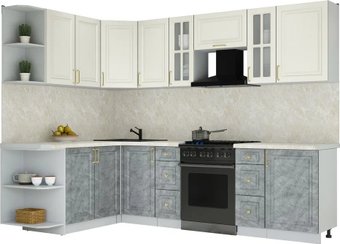 Готовая кухня Интерлиния Мила Шато 1.7x2.7 LV (белый/керамика/опал светлый)