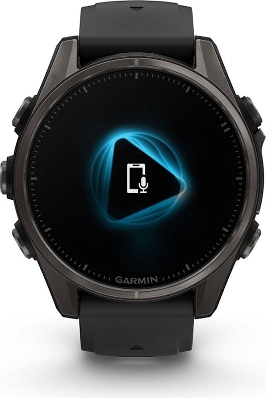 Умные часы Garmin Fenix 8 Sapphire 43мм (титановый угольно-черный DLC, пепельно-серый ремешок)