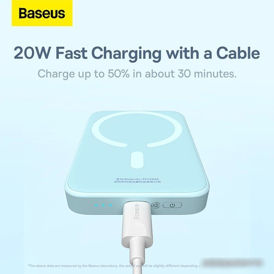 Внешний аккумулятор Baseus Magnetic Wireless PPCX020003 6000mAh (голубой)