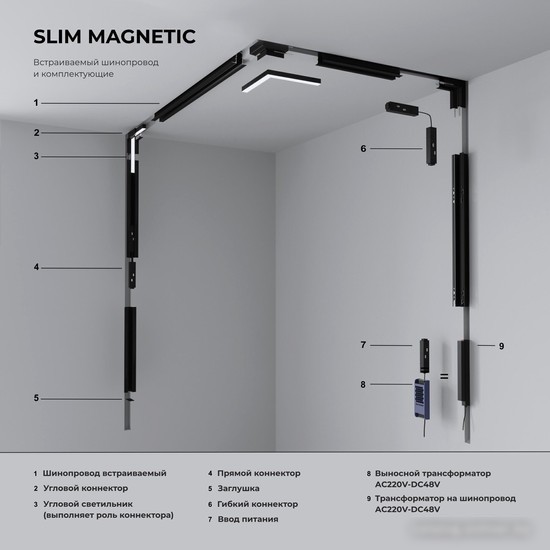 Коннектор питания шинопровода Elektrostandard Slim Magnetic гибкий 85099/00 a057214 (черный)