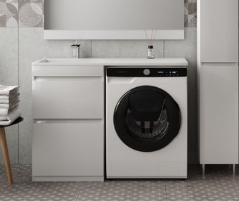 Symbolite Тумба с умывальником Даллас 110 Люкс Plus + Даллас 110x48 (левый, белый)