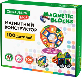 Магнитный конструктор BRAUBERG Kids Magnetic Blocks 665720