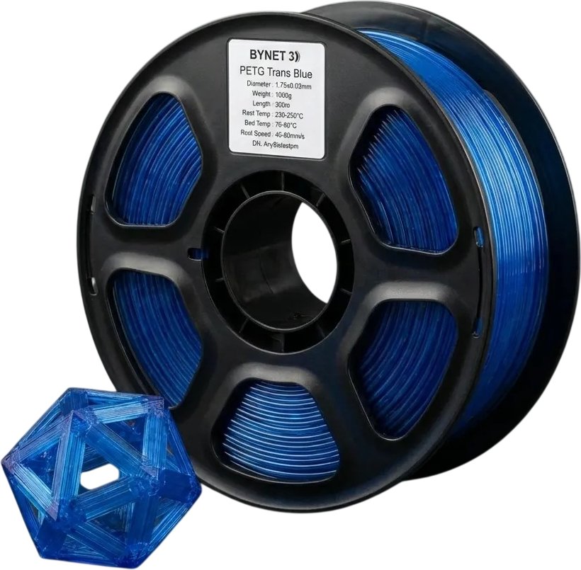 Филамент BYNET3D PETG BN_PETG0_TBL (Transparent Blue)