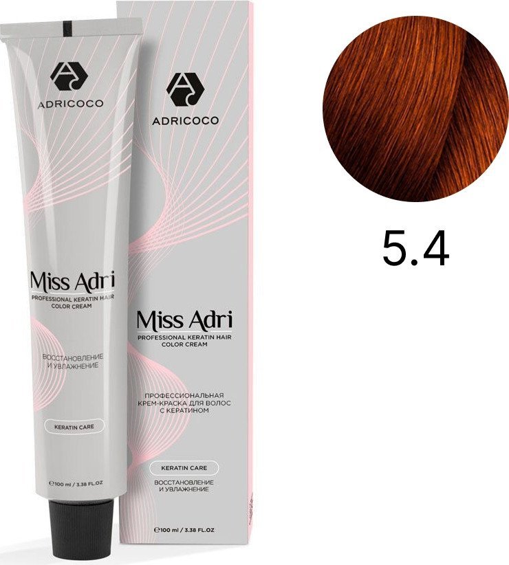 Крем-краска Adricoco Miss Adri 5.4 (100мл, светлый коричневый медный)