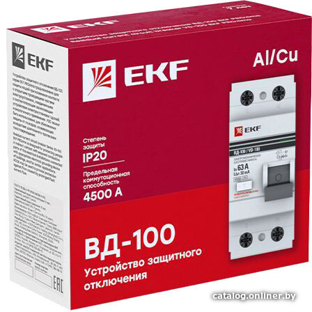 Устройство защитного отключения EKF PROxima ВД-100 2P 16А 30мА elcb-2-16-30-em-pro
