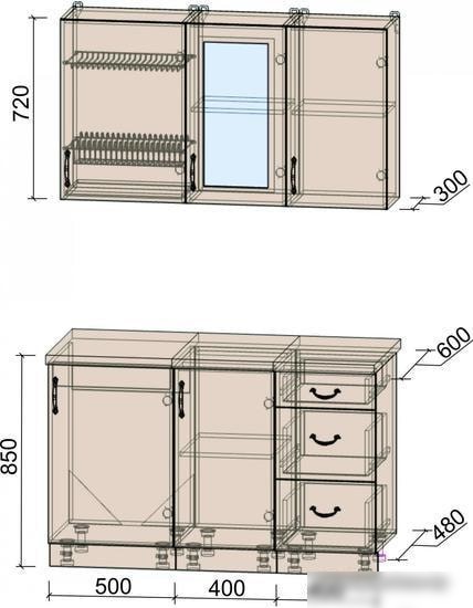 Кухня Интерлиния Мила Крафт 1.3Б (дуб английский)